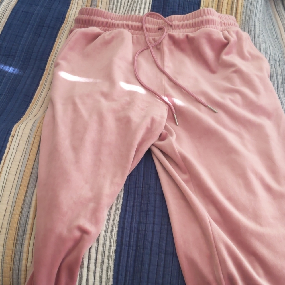 Pink satin joggers
